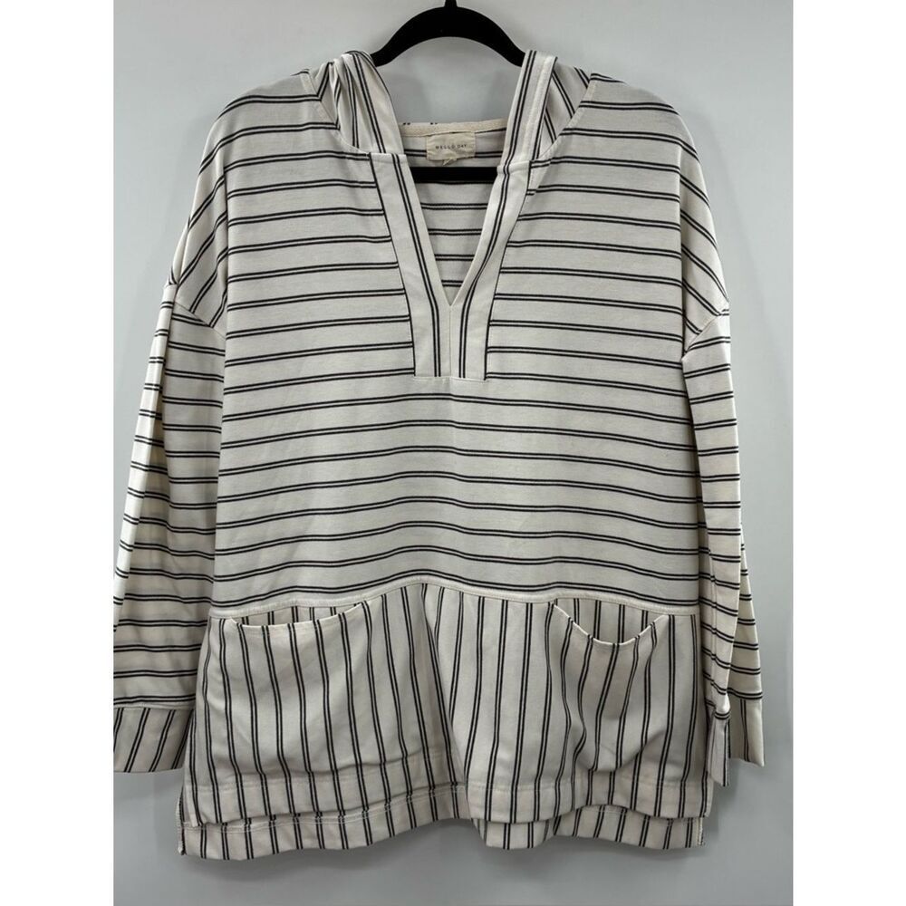 3For$20 MelloDay Striped Hooded Pullover with Front Pockets size XL